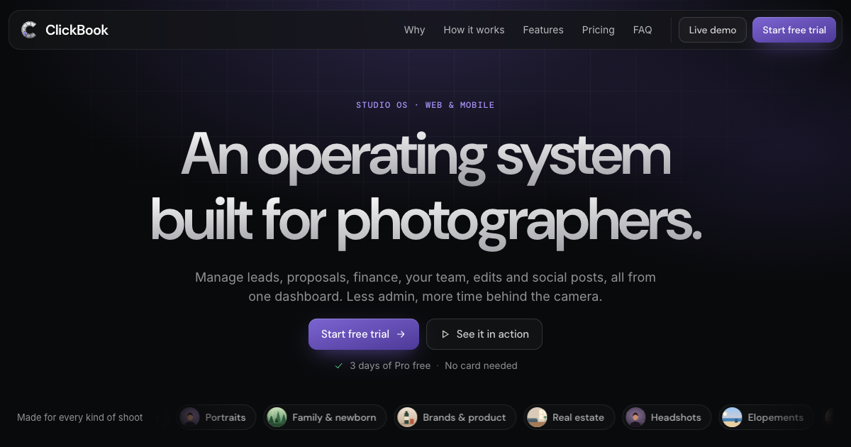 We built studio software where the owner, the editor and the second shooter all work from the same j